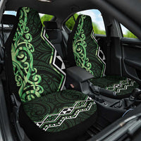 Green Aotearoa Car Seat Cover Taniko Motifs With Paua Shell Kowhaiwhai