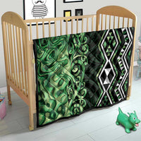 Green Aotearoa Quilt Taniko Motifs With Paua Shell Kowhaiwhai