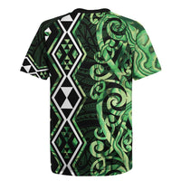 Green Aotearoa Rugby Jersey Taniko Motifs With Paua Shell Kowhaiwhai