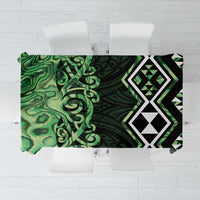 Green Aotearoa Tablecloth Taniko Motifs With Paua Shell Kowhaiwhai