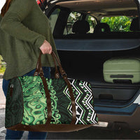 Green Aotearoa Travel Bag Taniko Motifs With Paua Shell Kowhaiwhai - Polynesian Pride