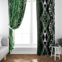 Green Aotearoa Window Curtain Taniko Motifs With Paua Shell Kowhaiwhai