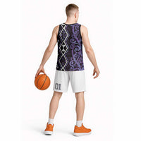 Purple Aotearoa Basketball Jersey Taniko Motifs With Paua Shell Kowhaiwhai - Polynesian Pride