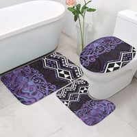 Purple Aotearoa Bathroom Set Taniko Motifs With Paua Shell Kowhaiwhai - Polynesian Pride