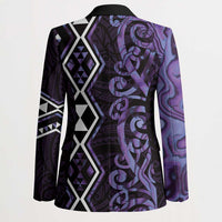 Purple Aotearoa Blazer Taniko Motifs With Paua Shell Kowhaiwhai - Polynesian Pride