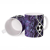 Purple Aotearoa Ceramic Mug Taniko Motifs With Paua Shell Kowhaiwhai - Polynesian Pride