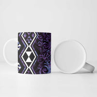 Purple Aotearoa Ceramic Mug Taniko Motifs With Paua Shell Kowhaiwhai - Polynesian Pride