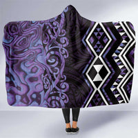 Purple Aotearoa Hooded Blanket Taniko Motifs With Paua Shell Kowhaiwhai