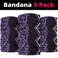 Purple Aotearoa Neck Gaiter Taniko Motifs With Paua Shell Kowhaiwhai - Polynesian Pride