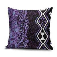 Purple Aotearoa Pillow Cover Taniko Motifs With Paua Shell Kowhaiwhai - Polynesian Pride