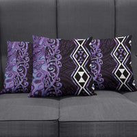 Purple Aotearoa Pillow Cover Taniko Motifs With Paua Shell Kowhaiwhai - Polynesian Pride