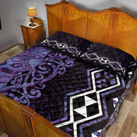 Purple Aotearoa Quilt Bed Set Taniko Motifs With Paua Shell Kowhaiwhai