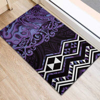Purple Aotearoa Rubber Doormat Taniko Motifs With Paua Shell Kowhaiwhai