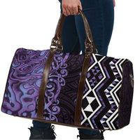Purple Aotearoa Travel Bag Taniko Motifs With Paua Shell Kowhaiwhai - Polynesian Pride