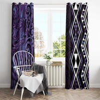 Purple Aotearoa Window Curtain Taniko Motifs With Paua Shell Kowhaiwhai