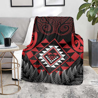 Aotearoa Kiwi Taniko Blanket Silver Fern With Maori Koru Pattern