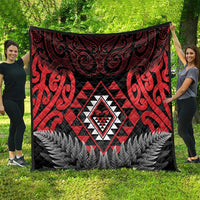 Aotearoa Kiwi Taniko Quilt Silver Fern With Maori Koru Pattern