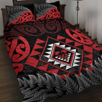 Aotearoa Kiwi Taniko Quilt Bed Set Silver Fern With Maori Koru Pattern