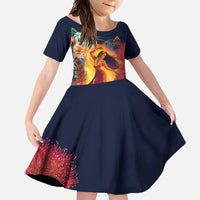 Hawaii Kilauea Big Islands Family Matching Tank Maxi Dress and Hawaiian Shirt Pele Goddess With Tropical Flowers LT14 Daughter's Dress Art - Polynesian Pride