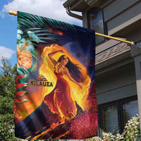 Hawaii Kilauea Big Islands Garden Flag Pele Goddess With Tropical Flowers