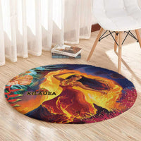 Hawaii Kilauea Big Islands Round Carpet Pele Goddess With Tropical Flowers LT14 - Polynesian Pride