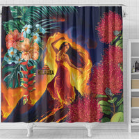 Hawaii Kilauea Big Islands Shower Curtain Pele Goddess With Tropical Flowers LT14 - Polynesian Pride