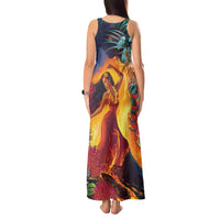 Hawaii Kilauea Big Islands Tank Maxi Dress Pele Goddess With Tropical Flowers