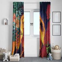 Hawaii Kilauea Big Islands Window Curtain Pele Goddess With Tropical Flowers