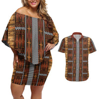 Malo e Lelei Tonga Couples Matching Off Shoulder Short Dress and Hawaiian Shirt Tongan Ngatu Tapa Cloth - Polynesian Pride