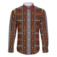 Malo e Lelei Tonga Family Matching Puletasi and Hawaiian Shirt Tongan Ngatu Tapa Cloth LT14 Dad's Shirt - Long Sleeve Orange - Polynesian Pride