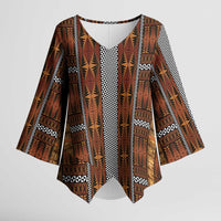 Malo e Lelei Tonga Kimono Sleeve Blouse Tongan Ngatu Tapa Cloth - Polynesian Pride