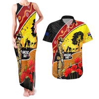 New Zealand And Australia ANZAC Day Couples Matching Tank Maxi Dress and Hawaiian Shirt Aboriginal Maori Starring Night Style LT14 Gold - Polynesian Pride