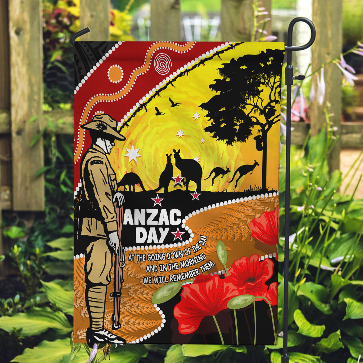New Zealand And Australia ANZAC Day Garden Flag Aboriginal Maori Starring Night Style