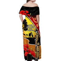 New Zealand And Australia ANZAC Day Off Shoulder Maxi Dress Aboriginal Maori Starring Night Style LT14 - Polynesian Pride