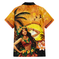 Aloha Hawaii Women's Day Family Matching Off Shoulder Long Sleeve Dress and Hawaiian Shirt Hula Girl With Sunset Vibes LT14 - Polynesian Pride