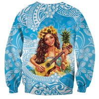 Aloha Hawaii Women's Day Sweatshirt Hula Girl With Ukulele Tropical Style LT14 - Polynesian Pride
