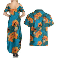 Hawaii Luau Party Couples Matching Summer Maxi Dress and Hawaiian Shirt Dancing Girl Tropical Flowers LT14 - Polynesian Pride