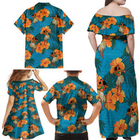 Hawaii Luau Party Family Matching Off Shoulder Maxi Dress and Hawaiian Shirt Dancing Girl Tropical Flowers LT14 - Polynesian Pride