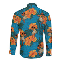 Hawaii Luau Party Long Sleeve Button Shirt Dancing Girl Tropical Flowers LT14 - Polynesian Pride