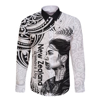 New Zealand Women's Day Long Sleeve Button Shirt Aotearoa Kia Whakapumau Te Mana Wahine LT14 Unisex White - Polynesian Pride