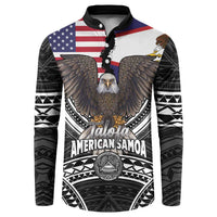 Talofa American Samoa Flag Day Button Sweatshirt Bald Eagle Polynesian Tattoo