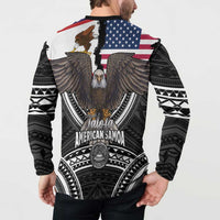 Talofa American Samoa Flag Day Button Sweatshirt Bald Eagle Polynesian Tattoo