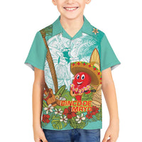 Hawaii Cinco de Mayo Family Matching Short Sleeve Bodycon Dress and Hawaiian Shirt Chili Pepper Hula Girl Tropical Vibes