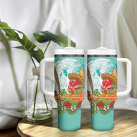 Hawaii Cinco de Mayo Tumbler With Handle Chili Pepper Hula Girl Tropical Vibes