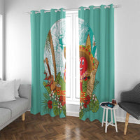 Hawaii Cinco de Mayo Window Curtain Chili Pepper Hula Girl Tropical Vibes