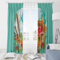 Hawaii Cinco de Mayo Window Curtain Chili Pepper Hula Girl Tropical Vibes