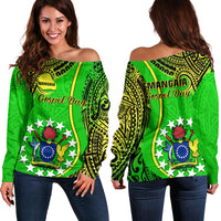 Polynesian Pride Cook Islands Off Shoulder Sweater Mangaia Gospel Day Green Version LT14 Women Green - Polynesian Pride