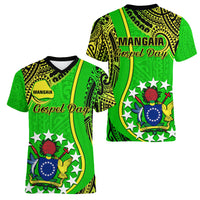 Polynesian Pride Cook Islands Women V Neck T Shirt Mangaia Gospel Day Green Version LT14 Female Green - Polynesian Pride