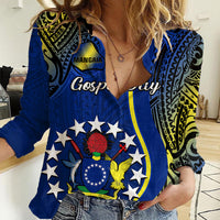 Polynesian Pride Cook Islands Women Casual Shirt Mangaia Gospel Day Blue Version LT14 Female Blue - Polynesian Pride