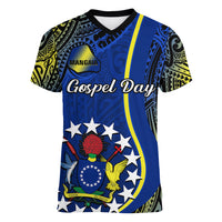 Polynesian Pride Cook Islands Women V Neck T Shirt Mangaia Gospel Day Blue Version LT14 - Polynesian Pride